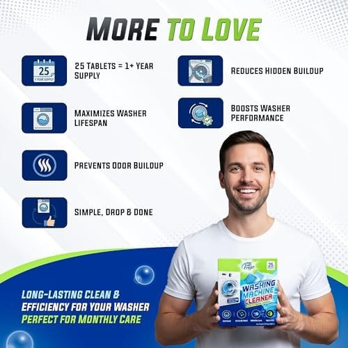 True Fresh Washing Machine Cleaner Tablets 25 Pack for Front Load, Top Load &…