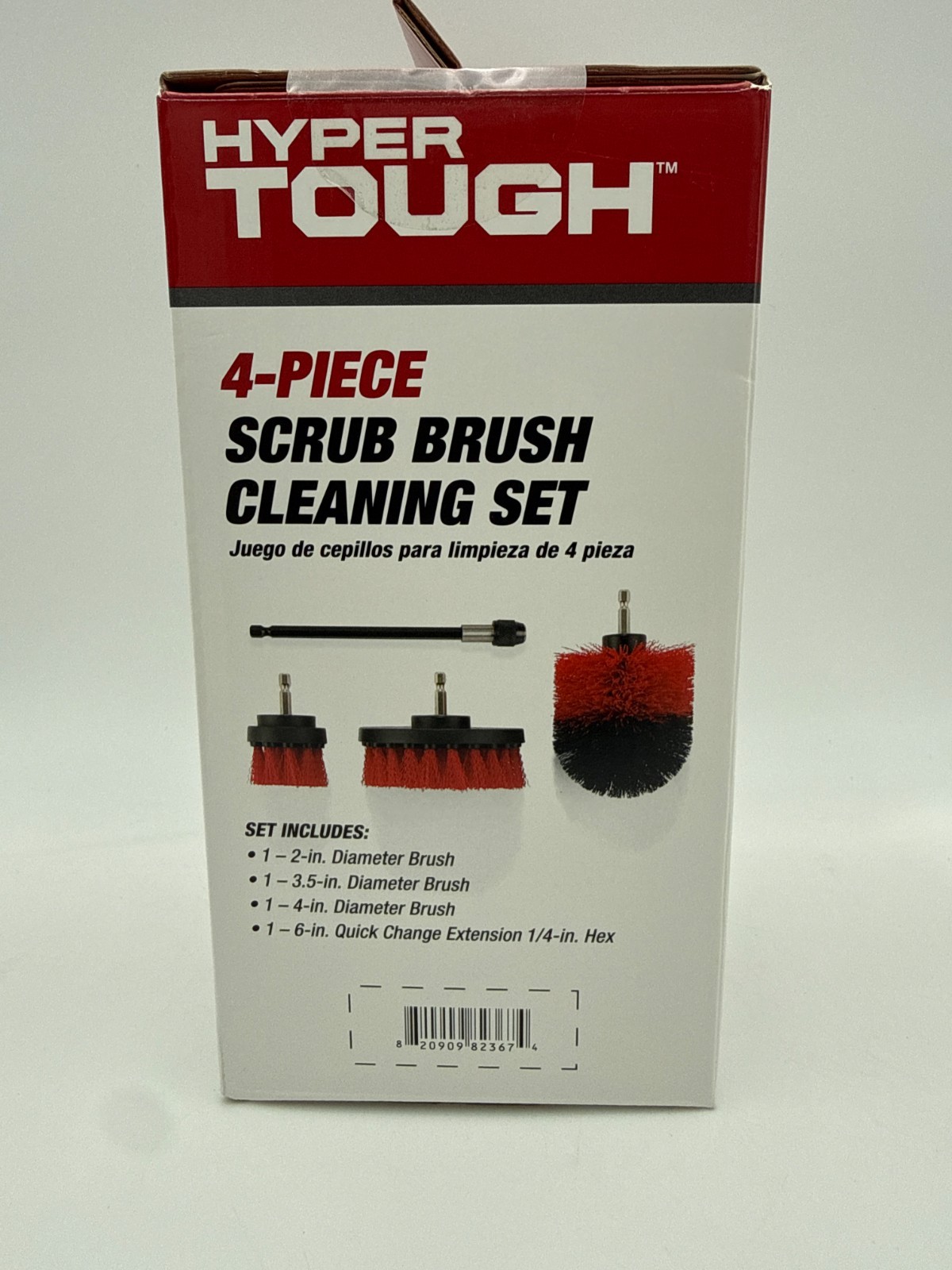 Hyper Tough 4 piece Scrub Brush Cleaning Set Tool Attachments (NEW)