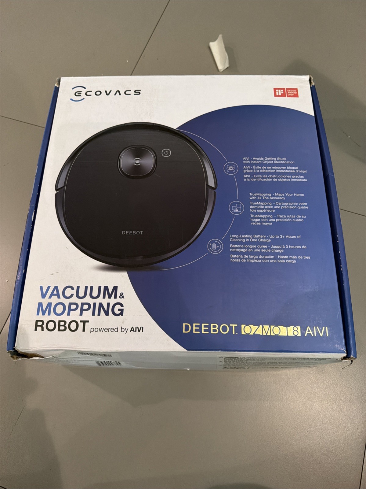 ECOVACS DEEBOT OZMO T8 Robot Vacuum & Mop Cleaner – 180min Runtime