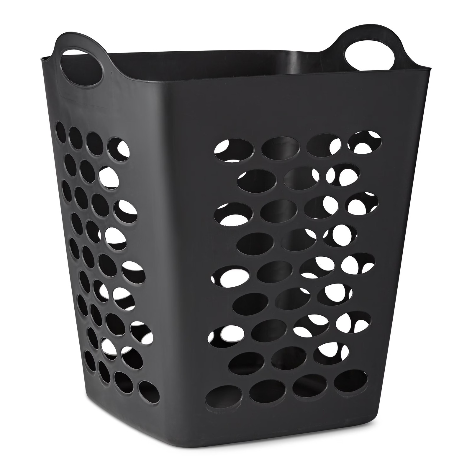 Mainstays Flex Square Laundry Hamper, Black, Adult.