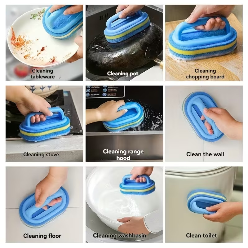 2Pcs Magic Double-Sided Cleaning Sponge Rust Remover Scrub Brush for Kitchen Use