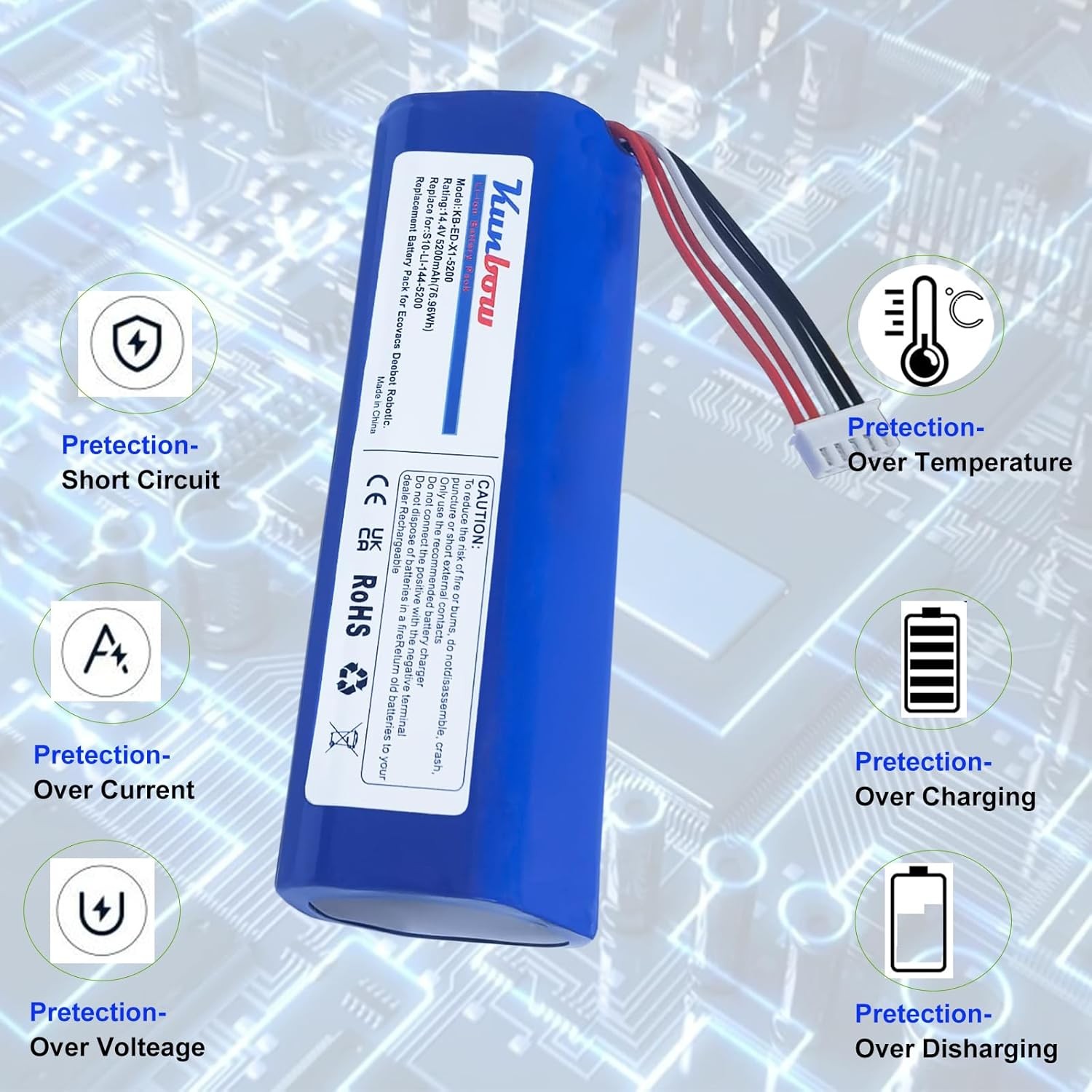 5200mAh Replacement Battery for Ecovacs Deebot Ozmo 950 DX9G Deebot X1 Deebot