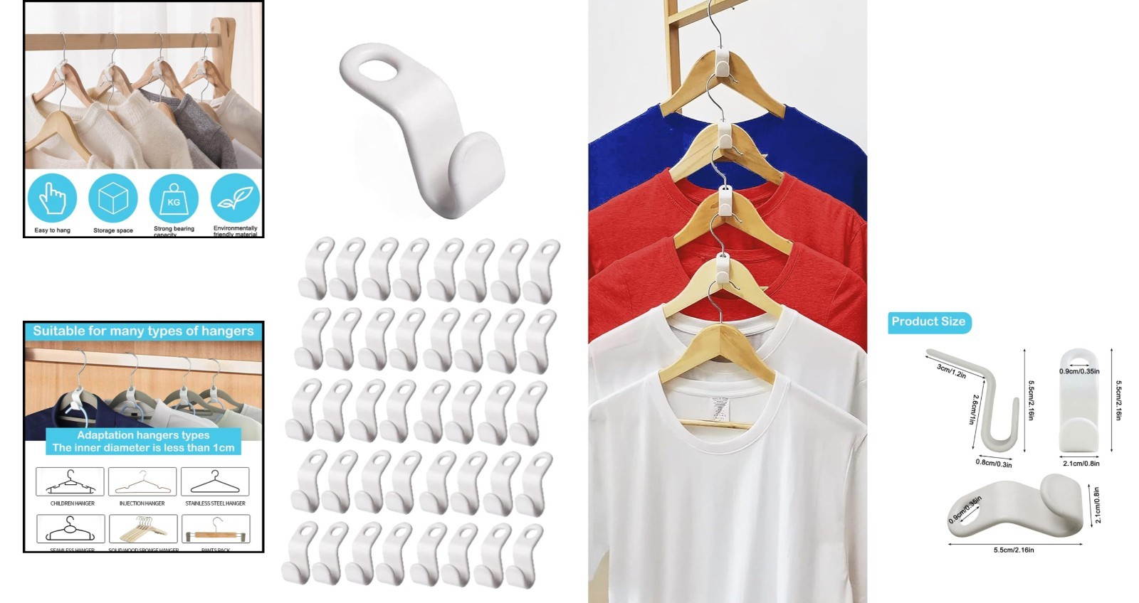 40 PC White Space Saving Hangers for Efficient Closet Management – 10 lbs Max
