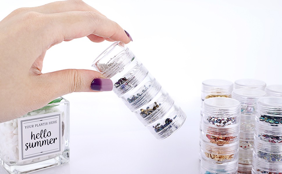4 Set Stackable Cosmetic Containers with Screw Lids Plastic Sample Jars 30ml