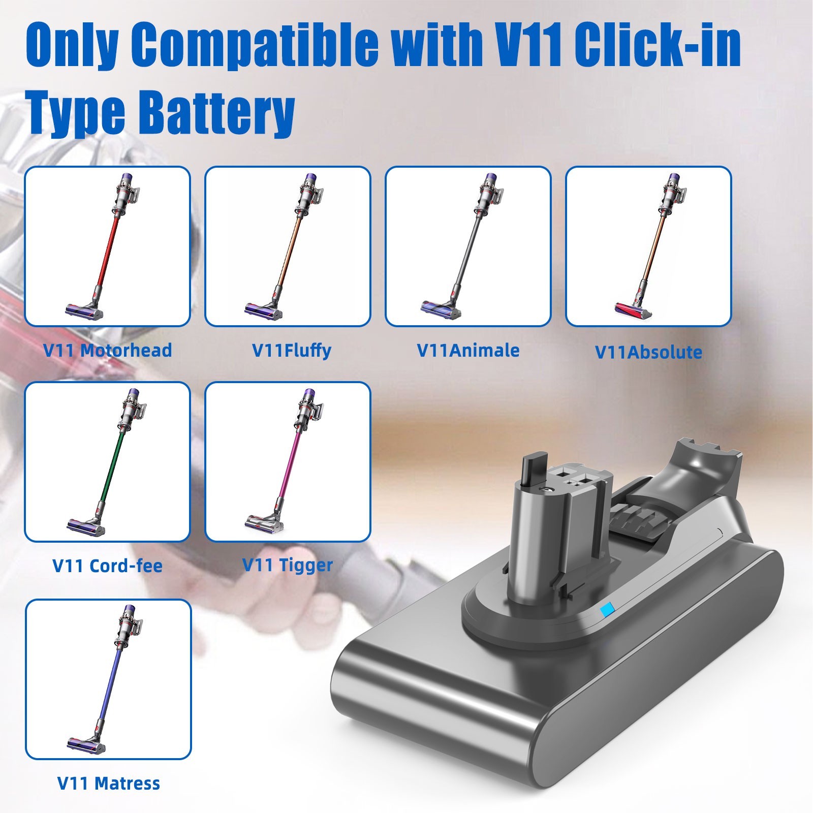 25.2V V11 For Dyson V11 Replacement Li-ion Battery 6.0Ah V15 SV15 Click-in Type