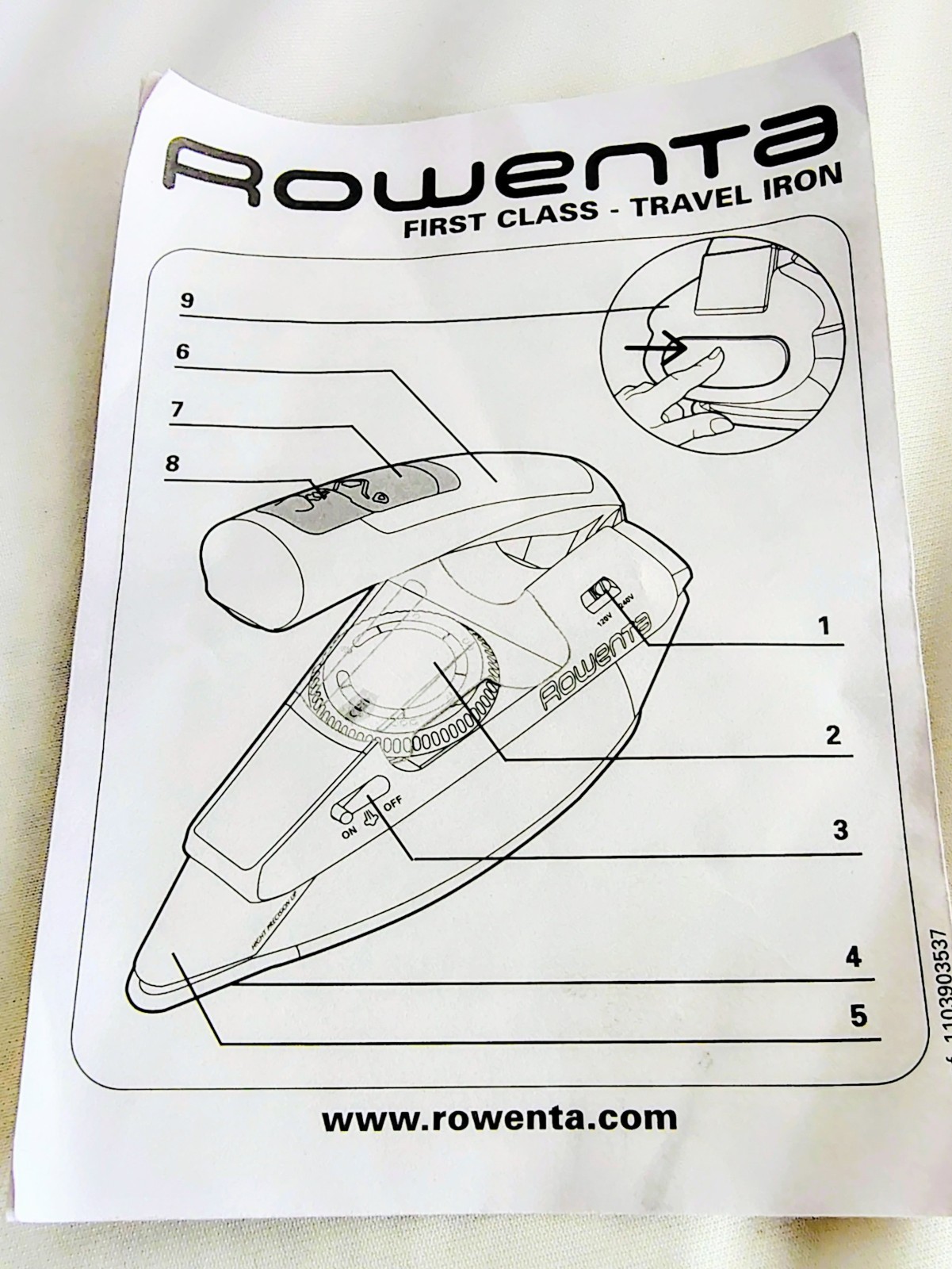 Rowenta First Class Compact Mini Travel Iron 120V-240V Dry-Steam W/ Travel Bag
