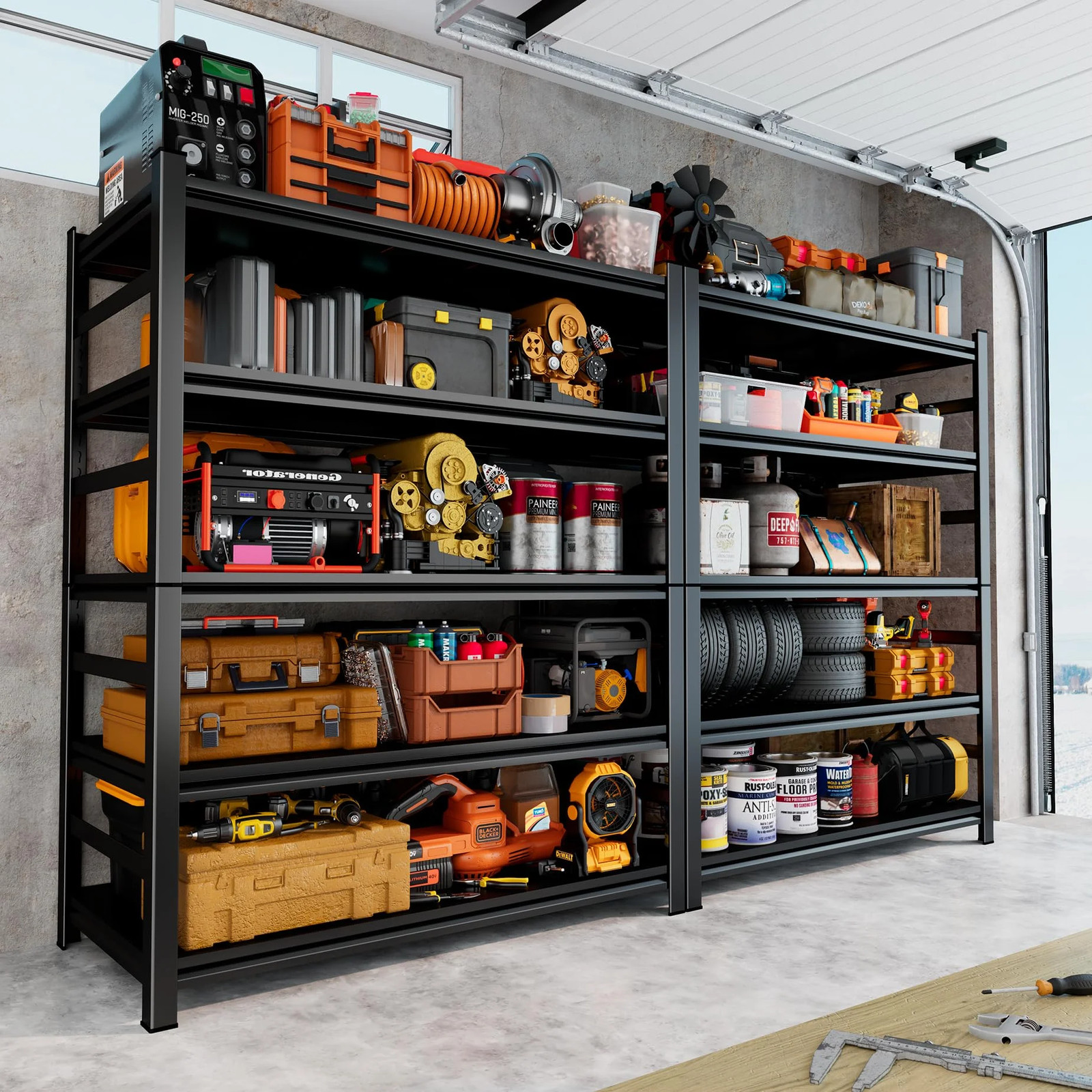 87″ H Garage Shelving Unit and Storage, 5-Tier Heavy-Duty Adjustable Shelf Easy