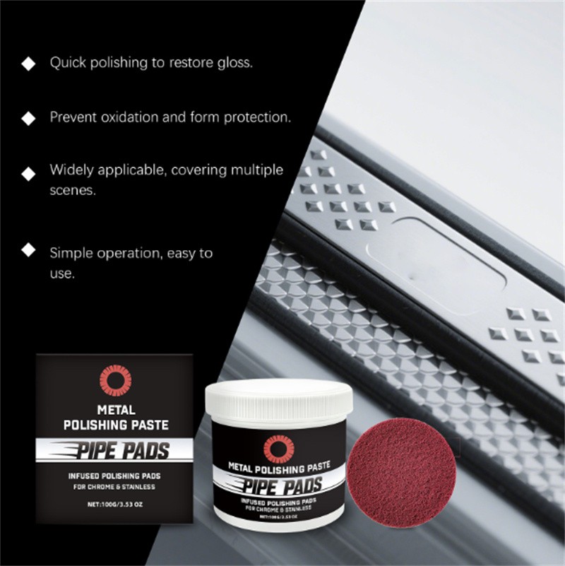 Metal Polish Paste Protectant Scratch Remover Pipe Infused Polishing Pads100g
