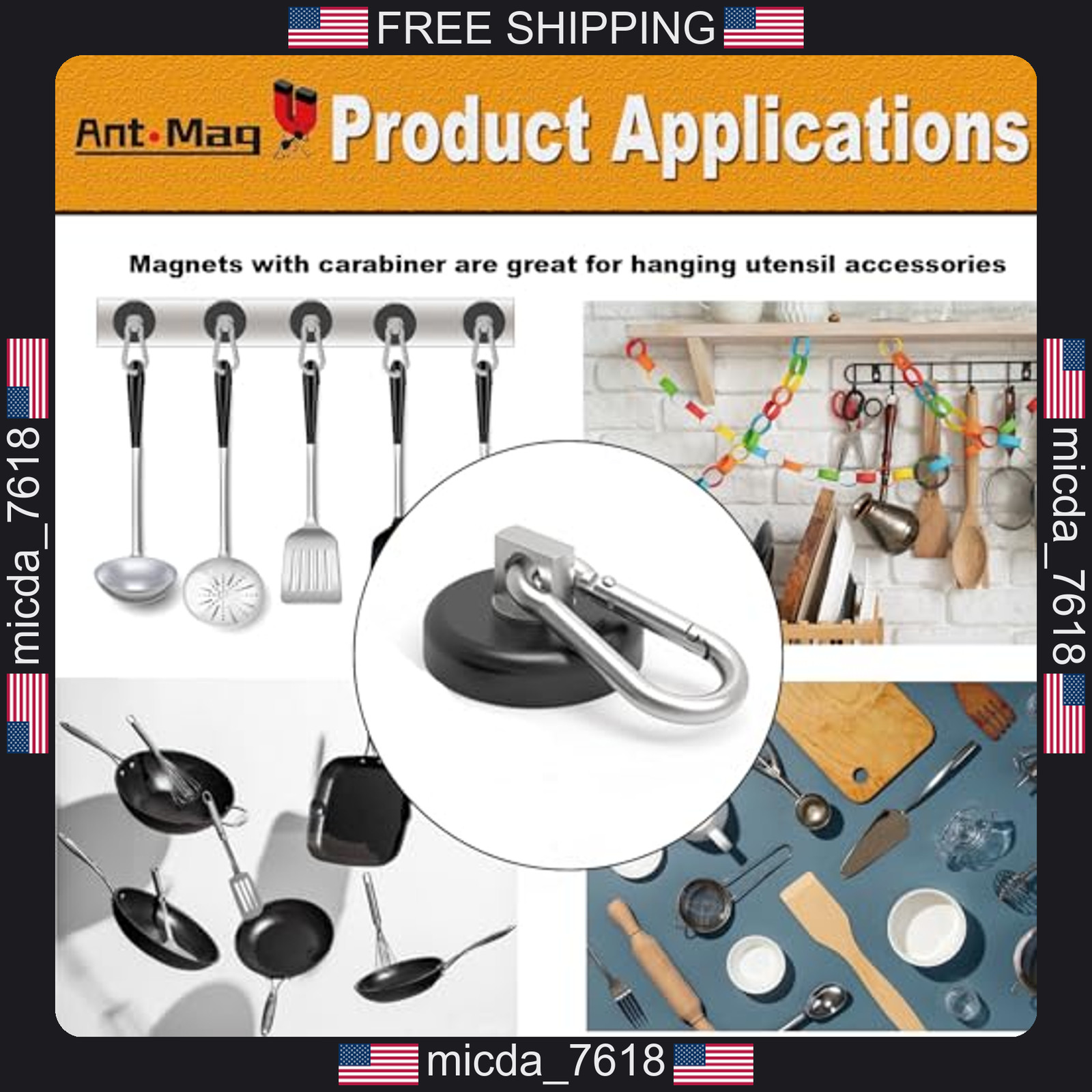 4 Pack Heavy Duty Magnetic Hooks for Indoor Outdoor Use