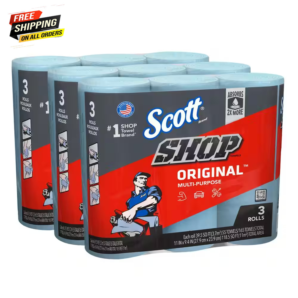 Blue Shop Towel Cleaning Wipes 3-Pack , Bundle of 9 Rolls ✅✅✅