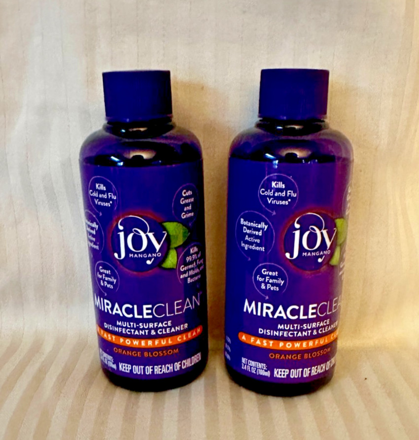 NEW! JOY MANGANO MIRACLE CLEAN MULTI CLEANER ORANGE BLOSSOM 28 OZ + 2 – 3.4 OZ