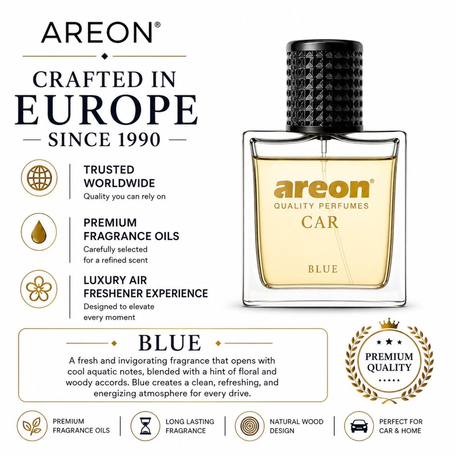 AREON Blue Cologne Air Freshener Glass Bottle 1.7oz