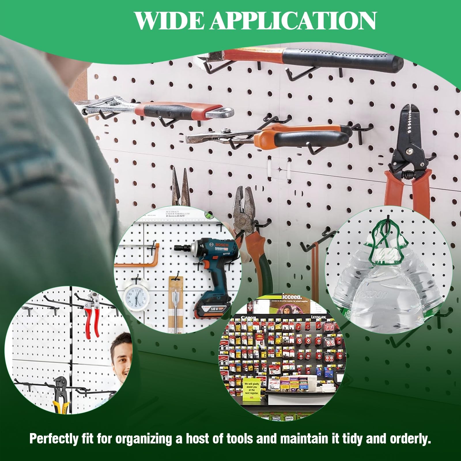 50Pcs 4″/10CM Pegboard Hooks Assortment Set, Metal Peg Board Hooks with 2.5mm…