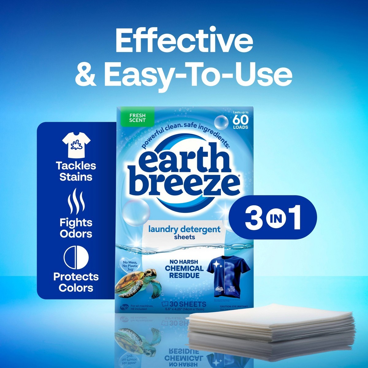 Earth Breeze Fresh Scent Laundry Detergent Sheets – 60 Loads