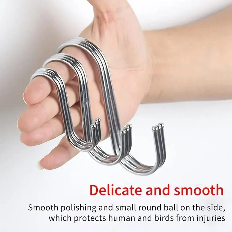10-50pc Stainless Steel S Hooks Kitchen Meat Pan Utensil Clothes Hanger Hanging
