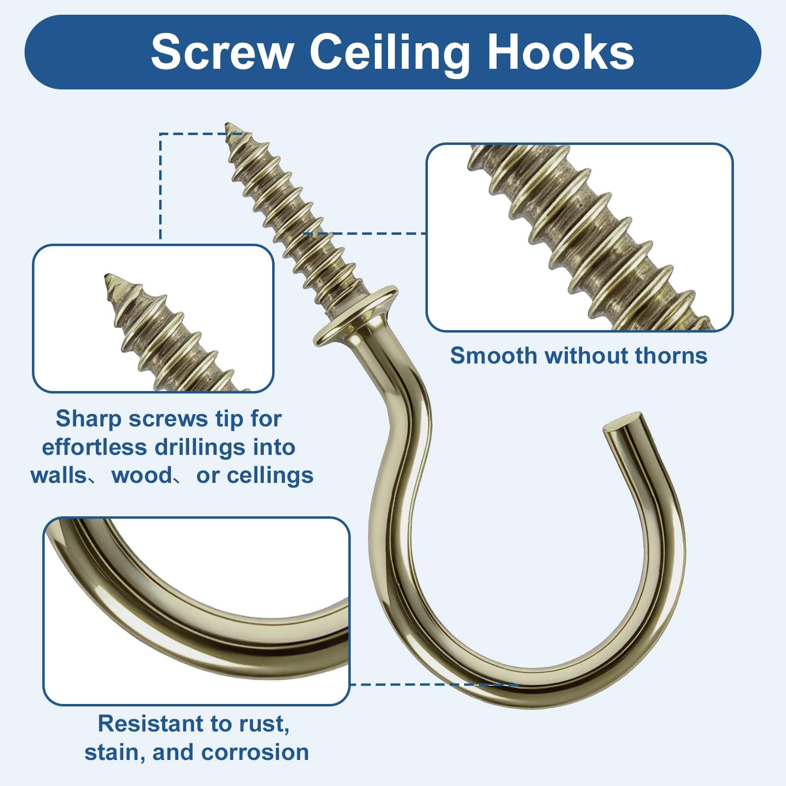 Zruosiniy 105 Pcs Premium Screw Cup Hook Set, 6 Sizes Bronze Screw-in Hooks (…