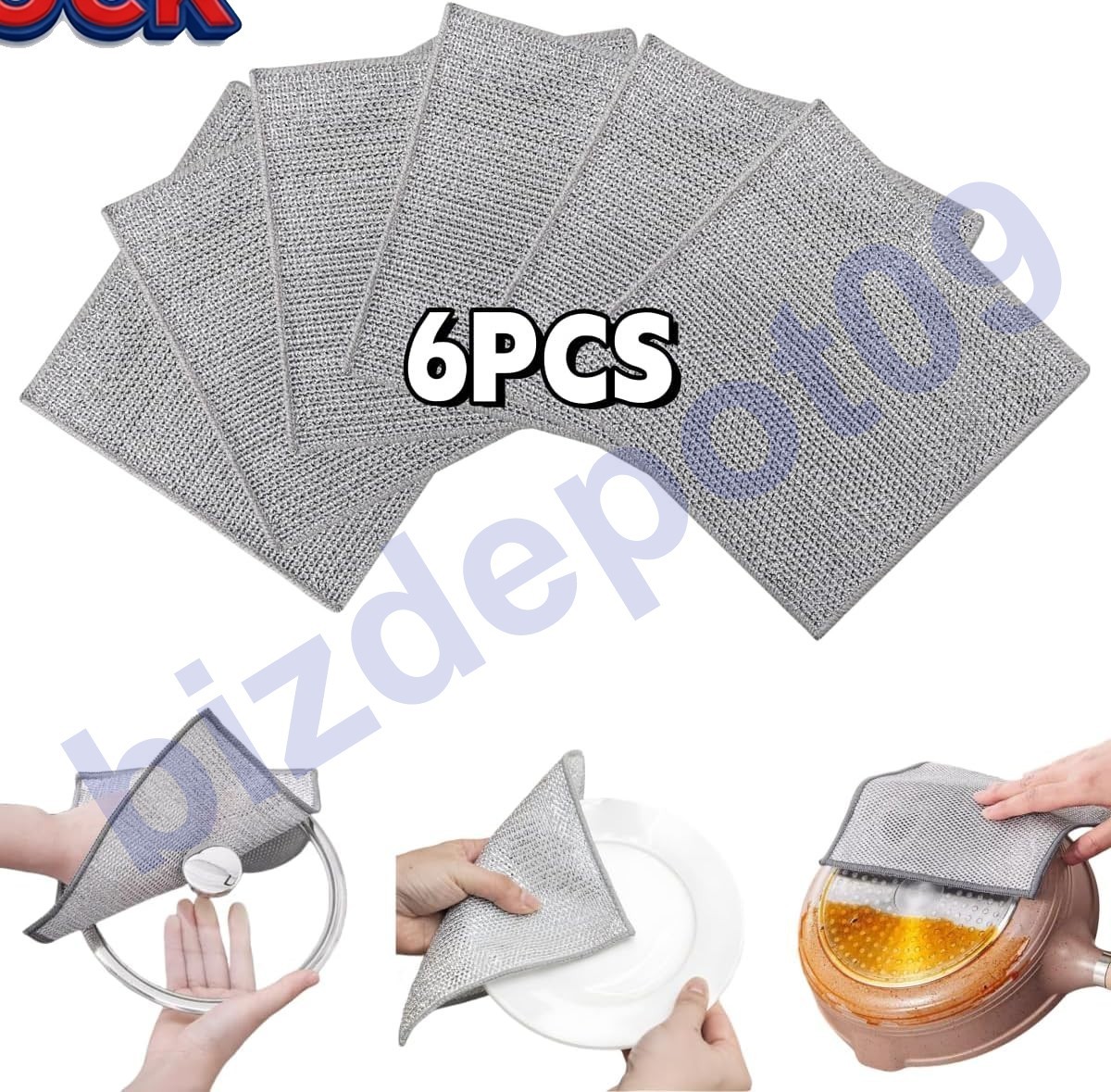 6 Pack Multifunctional Non-Scratch Wire Dish Cloth Mesh Knit Cleaning Cloth US