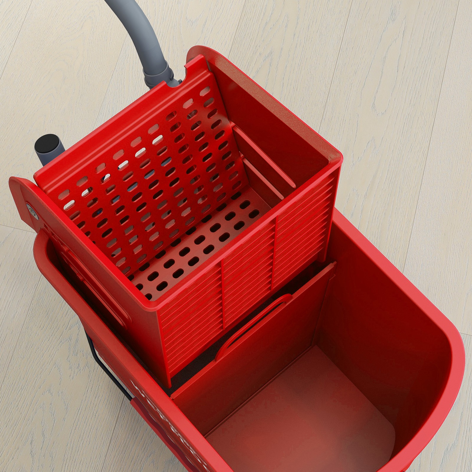 HOMCOM Mop Bucket with Wringer on Wheels for Floor Cleaning 21 Quart Red