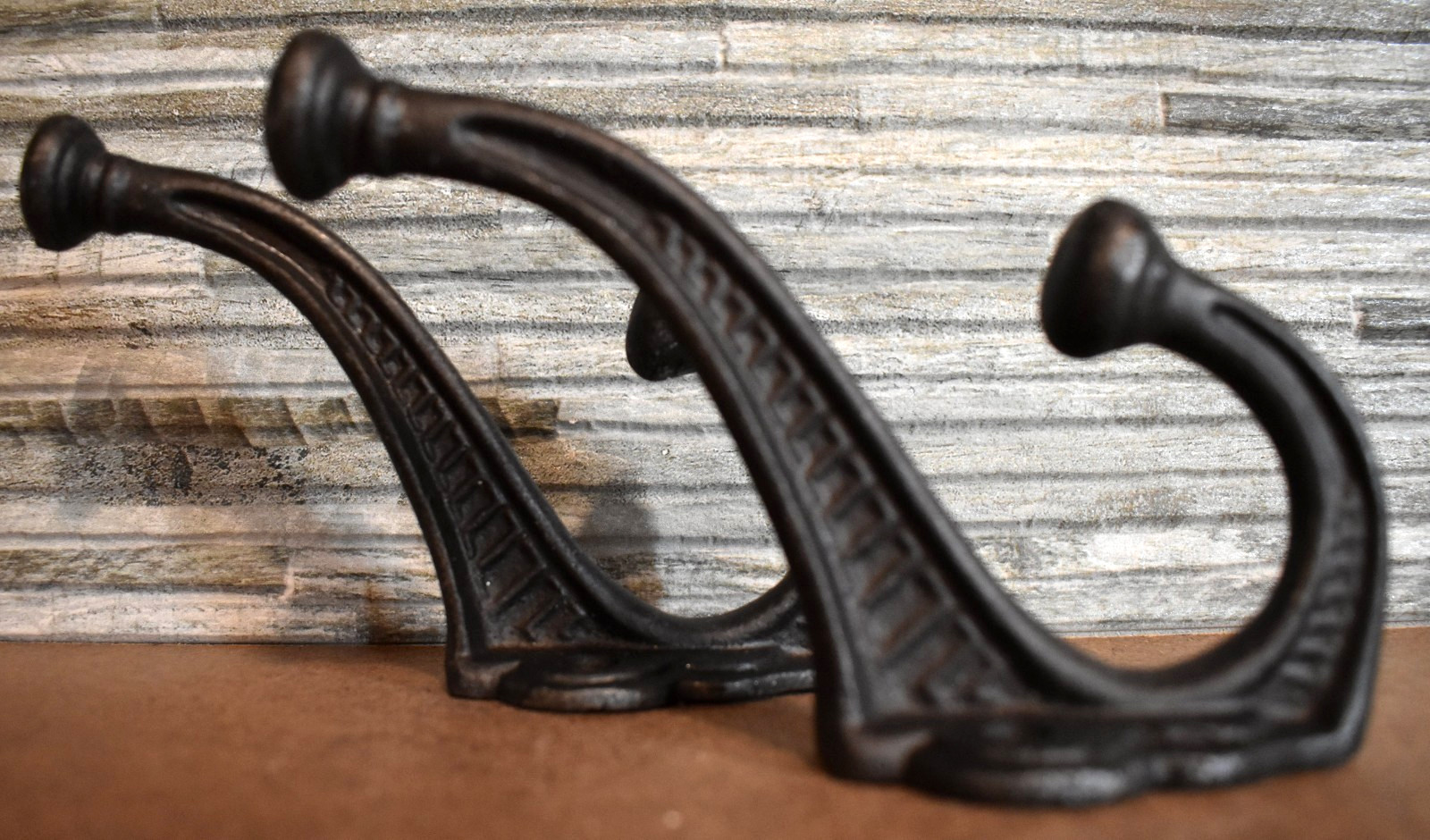 Cast Iron Rustic Coat Hangers Art Nouveau Set of 2 Pcs