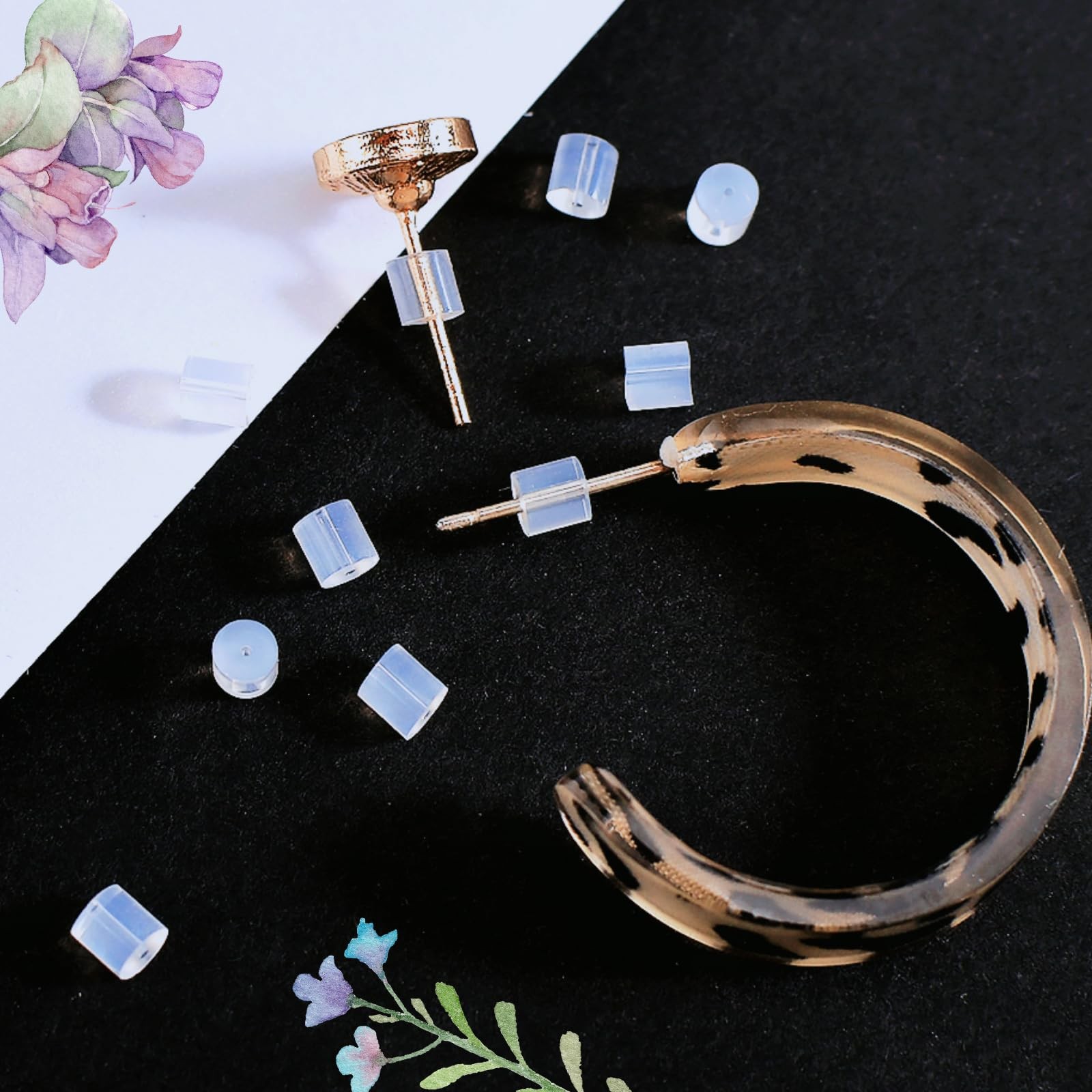 Clear Earring Backs, 200PCS Plastic Stoppers, Tube