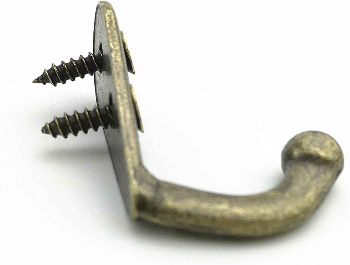 24 Pcs Metal Single Hook Hangers with 48 Screws, Bronze Tone Vintage Style Doubl