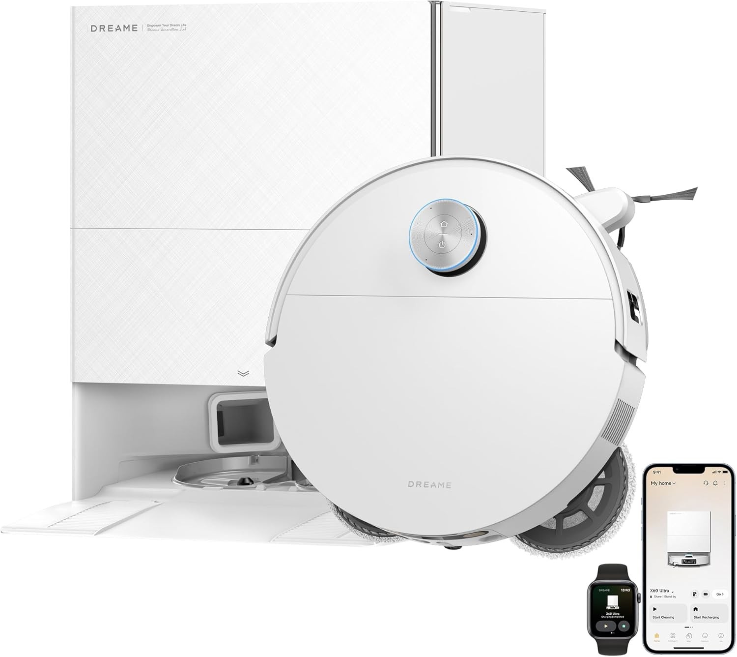 DREAME X60 Ultra White 3.13in Ultra-Thin Robot Vacuum Mop｜Certified Refurbished