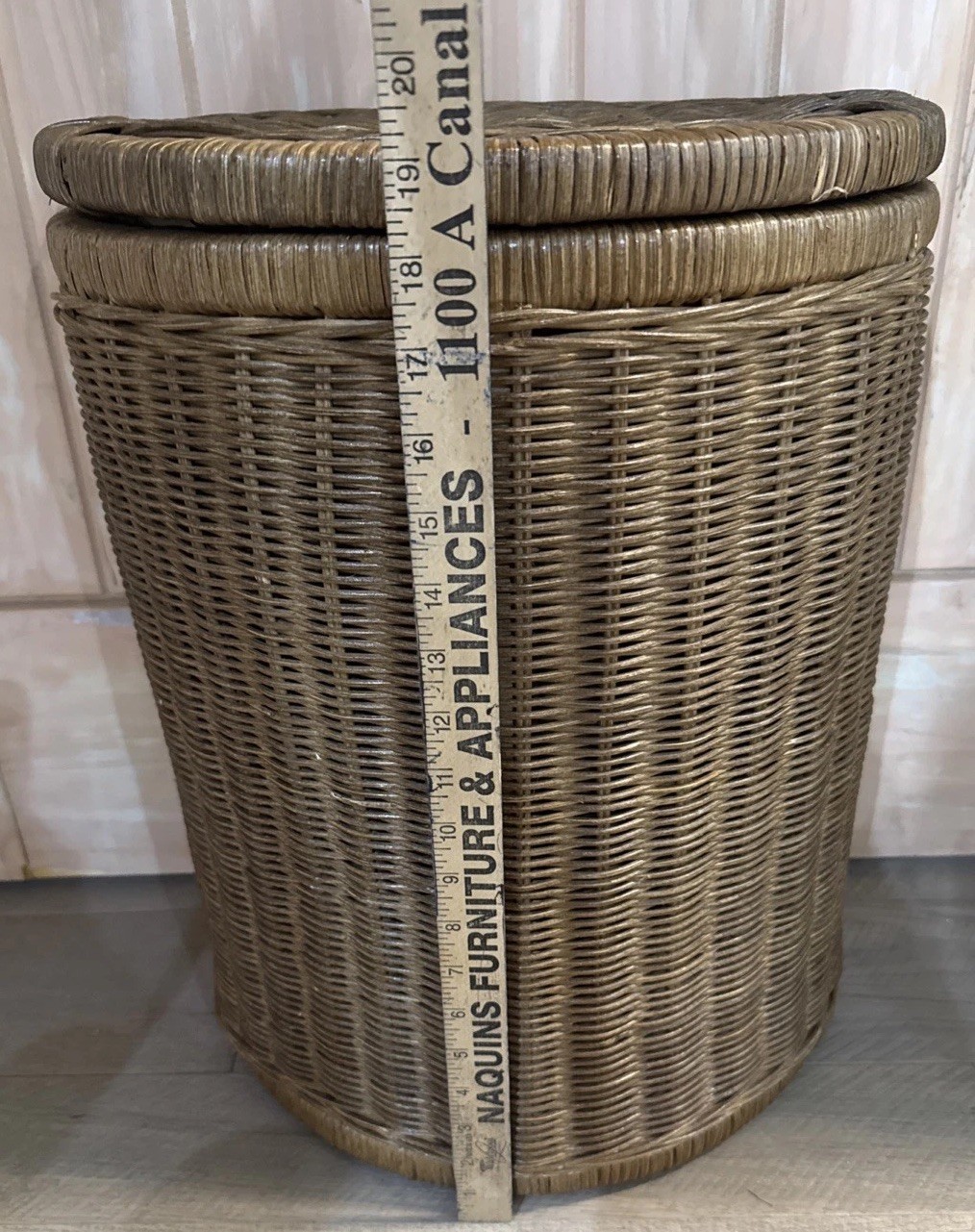 Boho Wicker Laundry Hamper w/ Lid Removable Cotton Liner Rattan Basket Natural