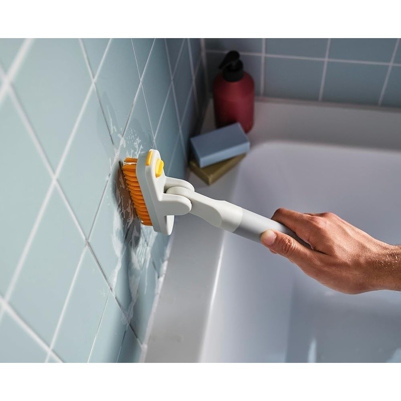 Handy Detail Cleaning Brush Set Grout Scraper Tile Scrubber Non-Slip Handle New