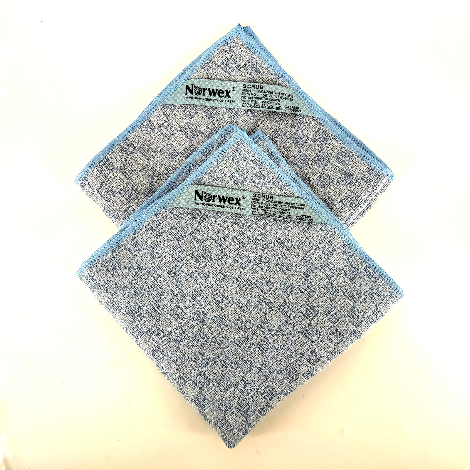 Norwex Kitchen Scrub Cloth 14″x14″ Blue Microfiber Cloth Lot of 2 NEW