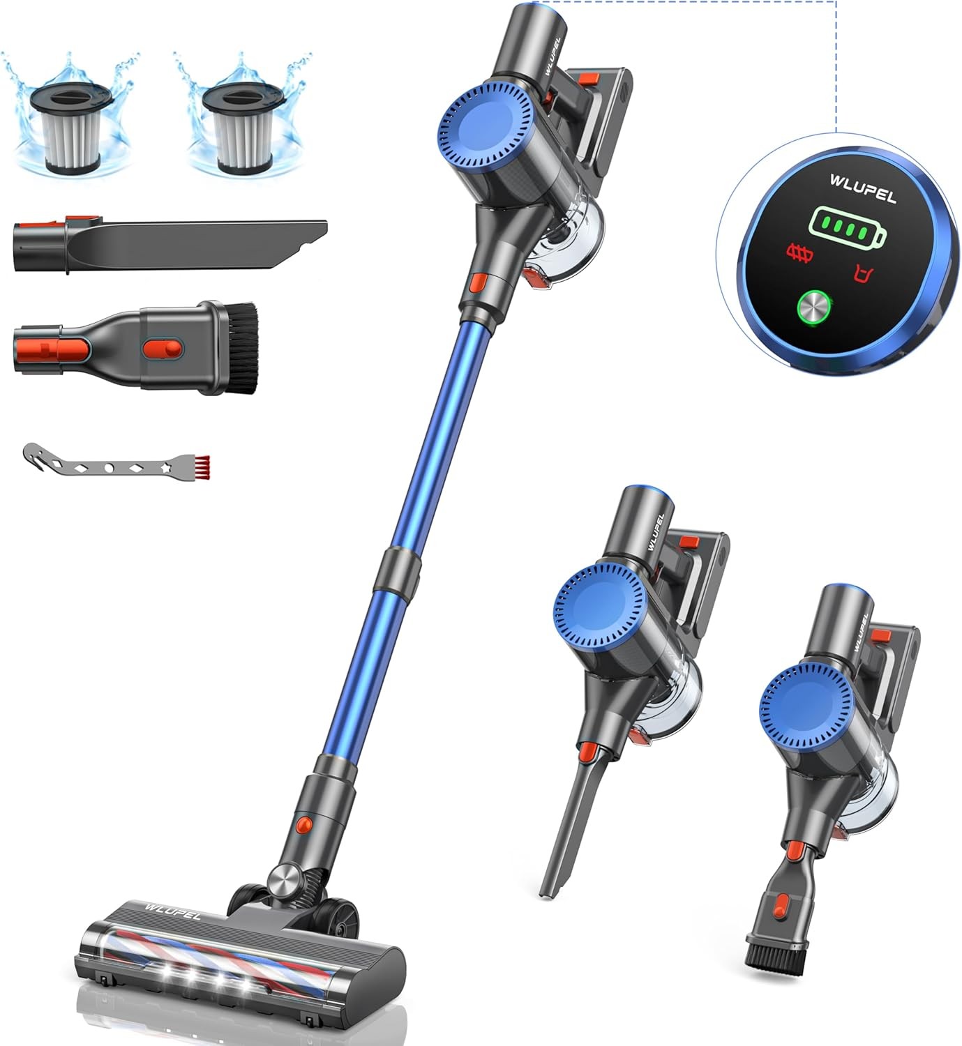WLUPEL Cordless Vacuum Cleaner,30KPA 400W Stick with Max to 45 Blue
