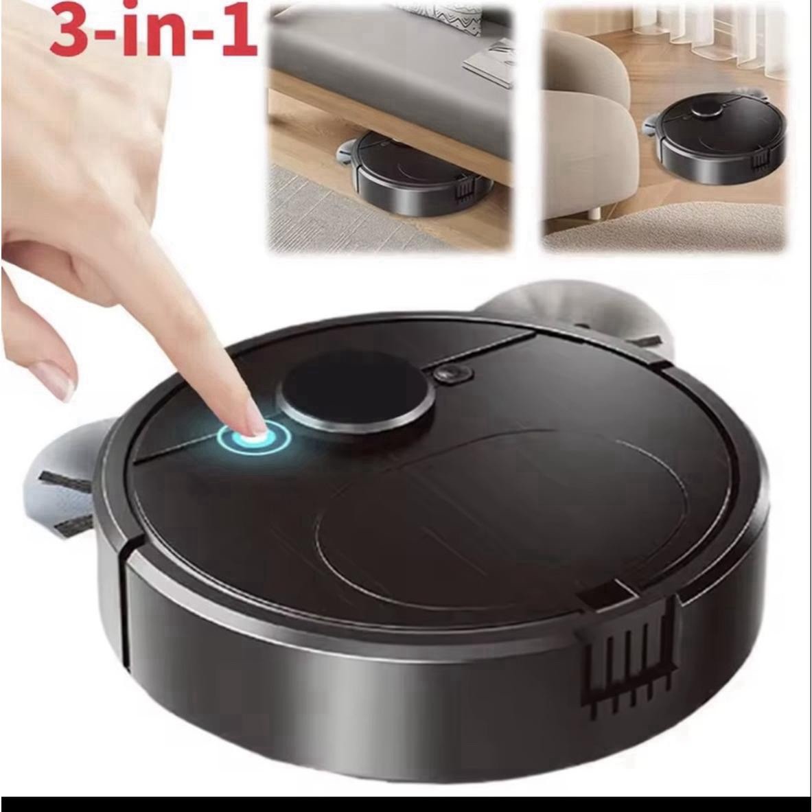 Cordless Robotic Vacuum Cleaner Mop, Black Bagless w/ Mop Pad USB Cable