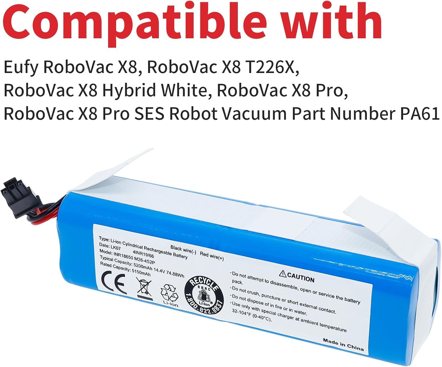 5200mAh Replacement battery for Eufy RoboVac X8 Series Compatible with Eufy