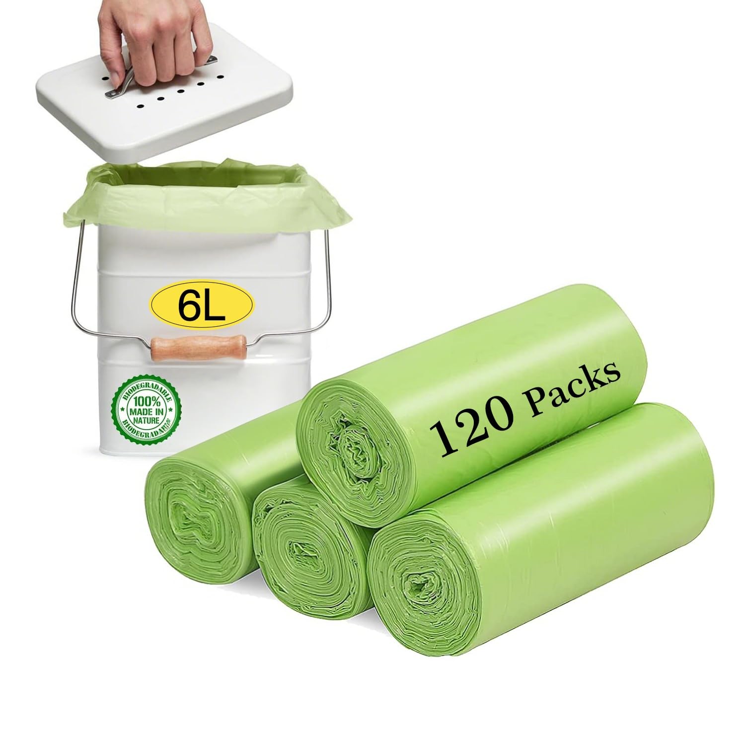 Small Trash Bags 1.2 Gallon (5L) – 120 Counts Garbage Bags, Unscented Compost Ba