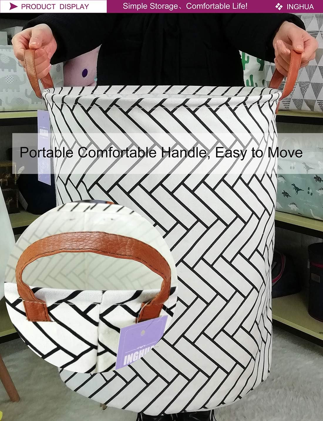 Laundry Hamper Large Canvas Fabric Lightweight Storage Basket/Toy Organizer/Dirt
