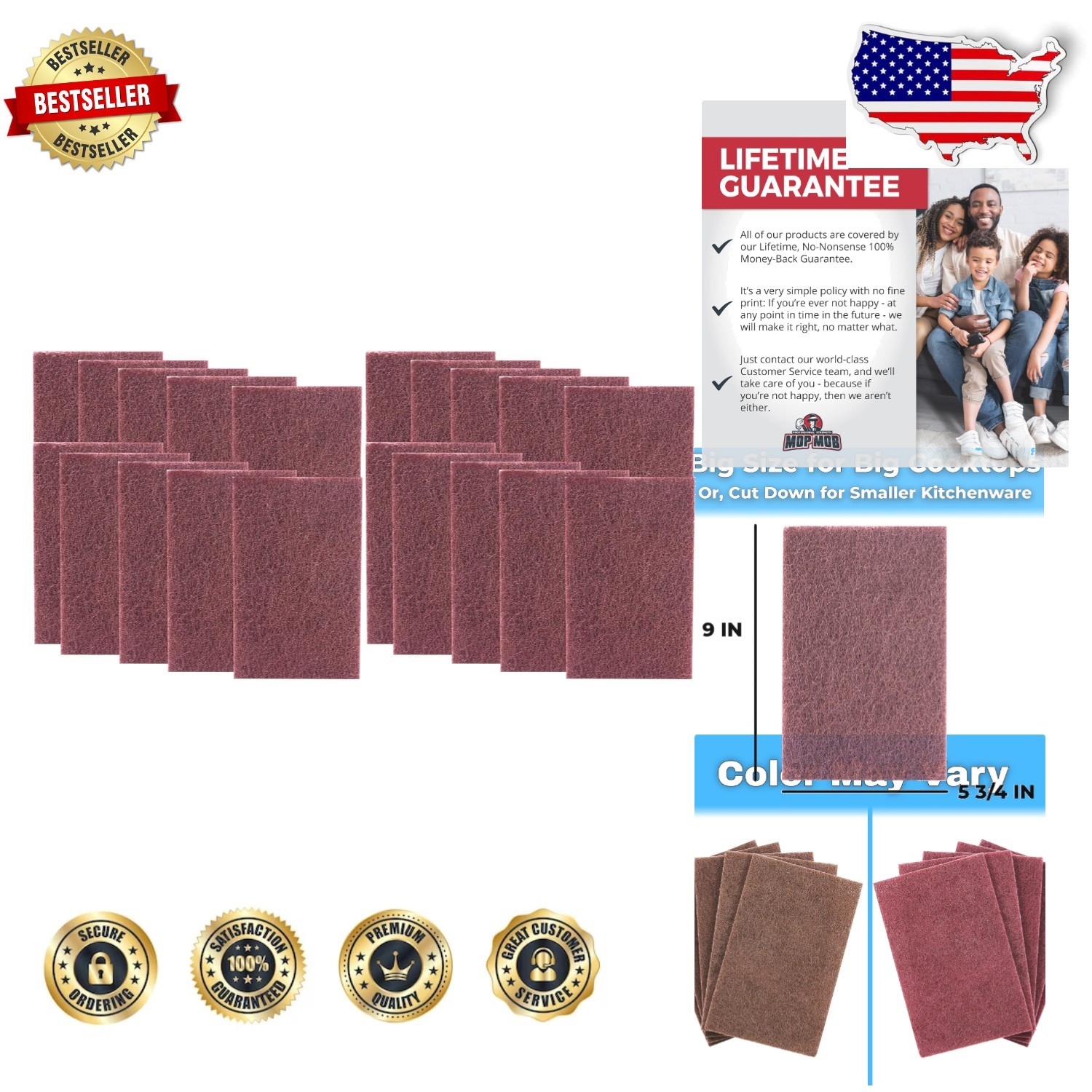 Heavy Duty XL Red Scouring Pads 20pk, 6×9″ Stainless Steel Cookware Restorer