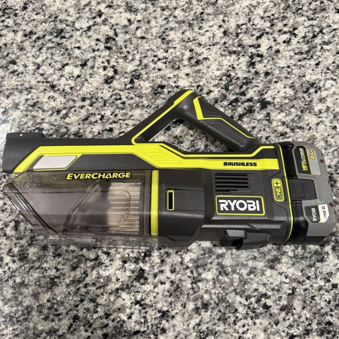 RYOBI ONE+ EVERCHARGE 18V Brushless Cordless Bagless Handheld Vacuum+Battery