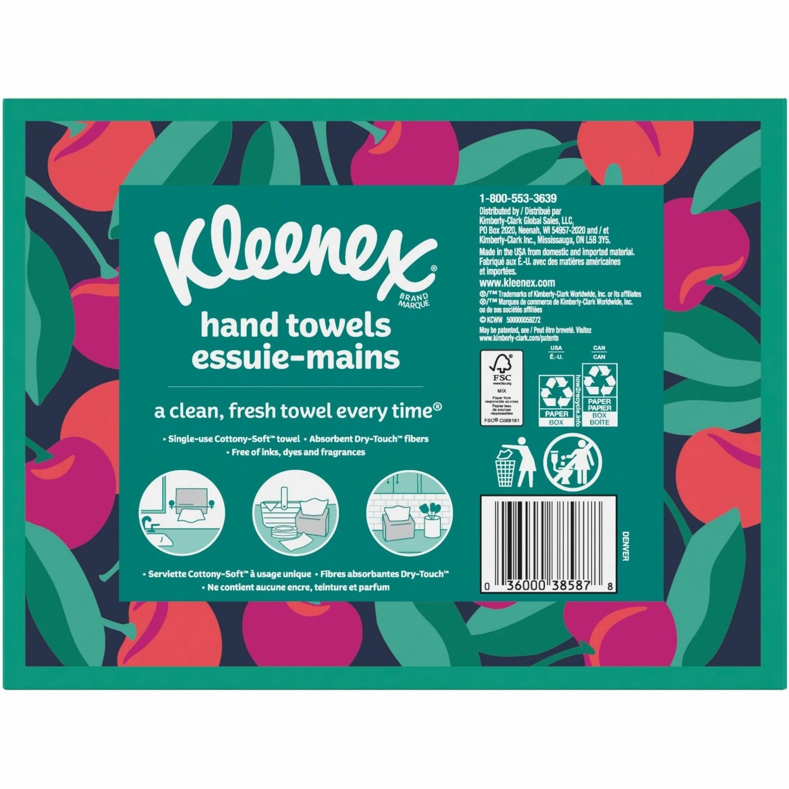 Kleenex Hand Towels, Single-Use Disposable Paper Towels, 1 Box, 60 Towels Total