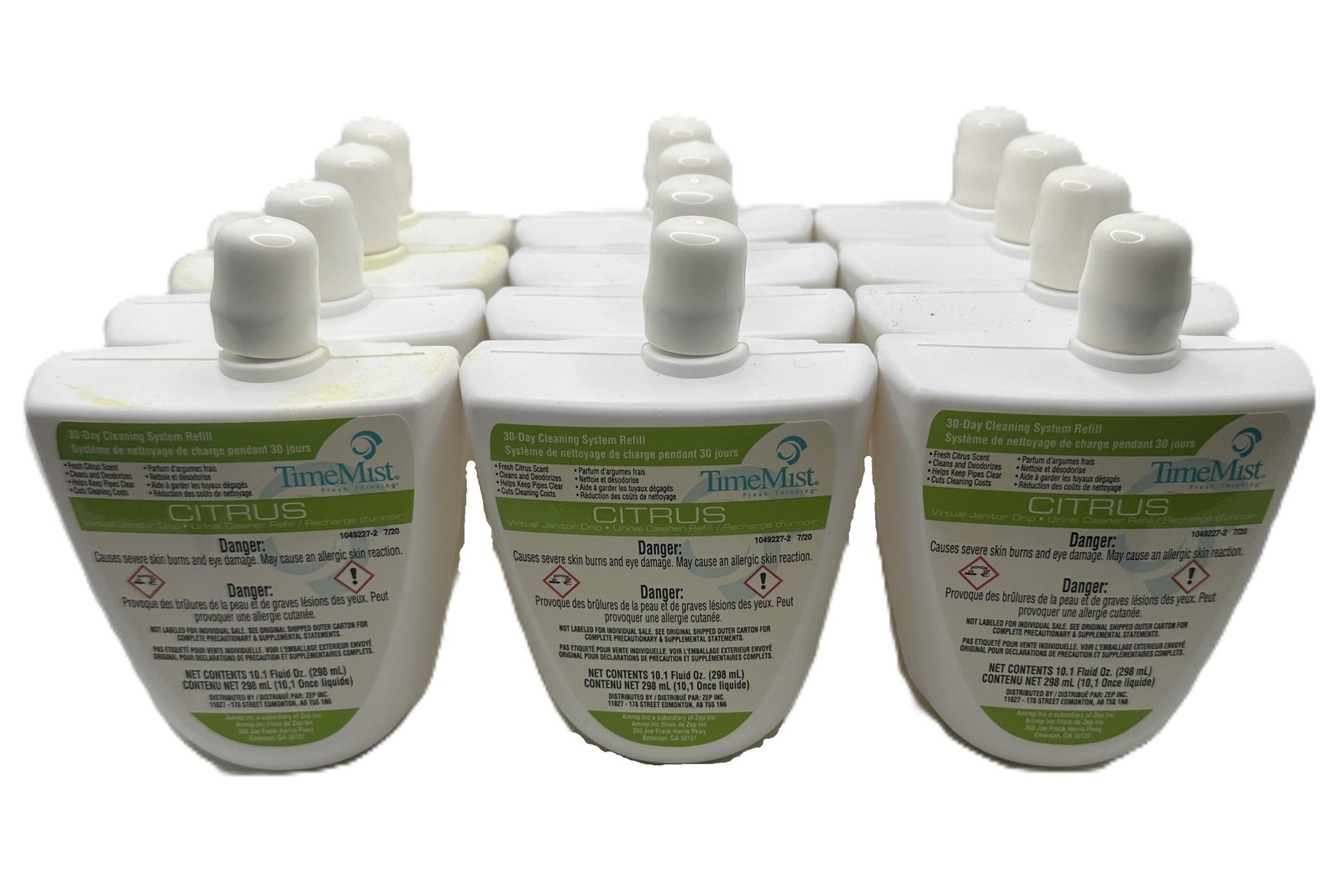12 PK TimeMist Citrus Urinal Cleaner Refill 30-Day Cleaning System 10.1oz Bottle