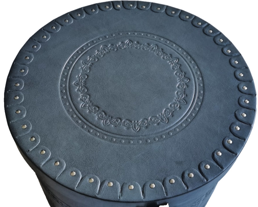 Round Gray Cardboard Storage & Gift Box, Stackable Storage with Handle And lid