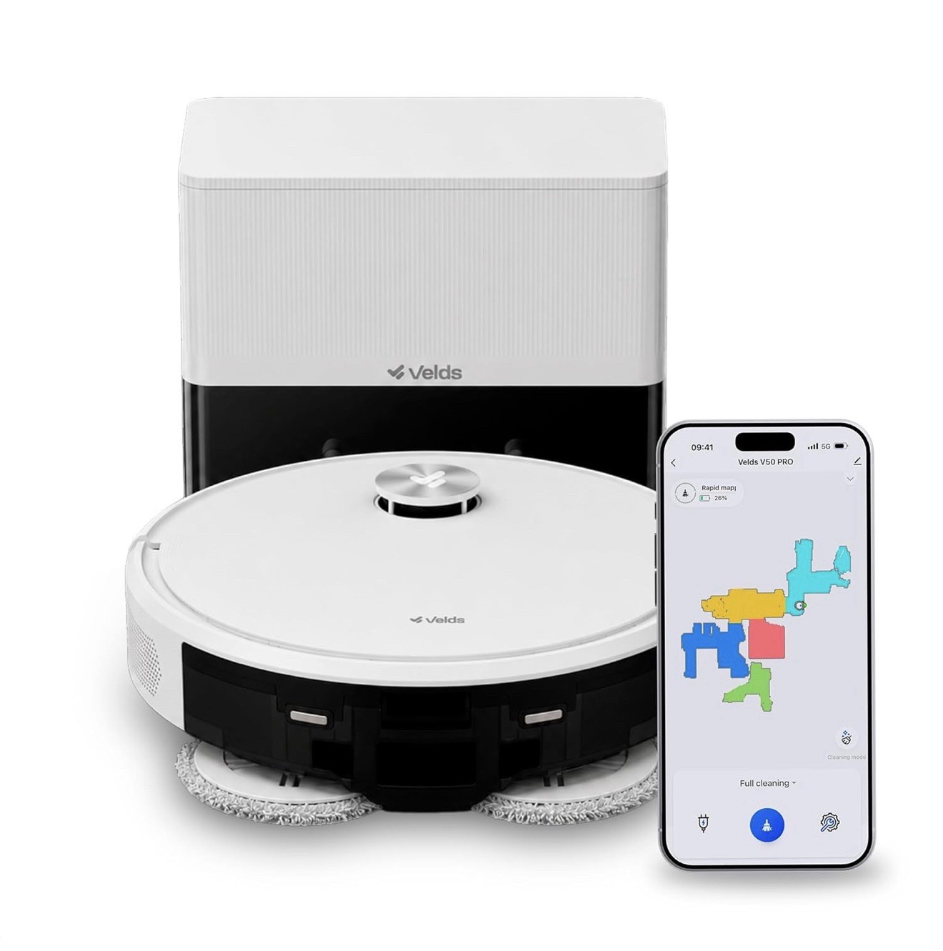 Velds V50 PRO Robot Vacuum and Mop, 10,000Pa Suction, Self-Emptying Base, 360…
