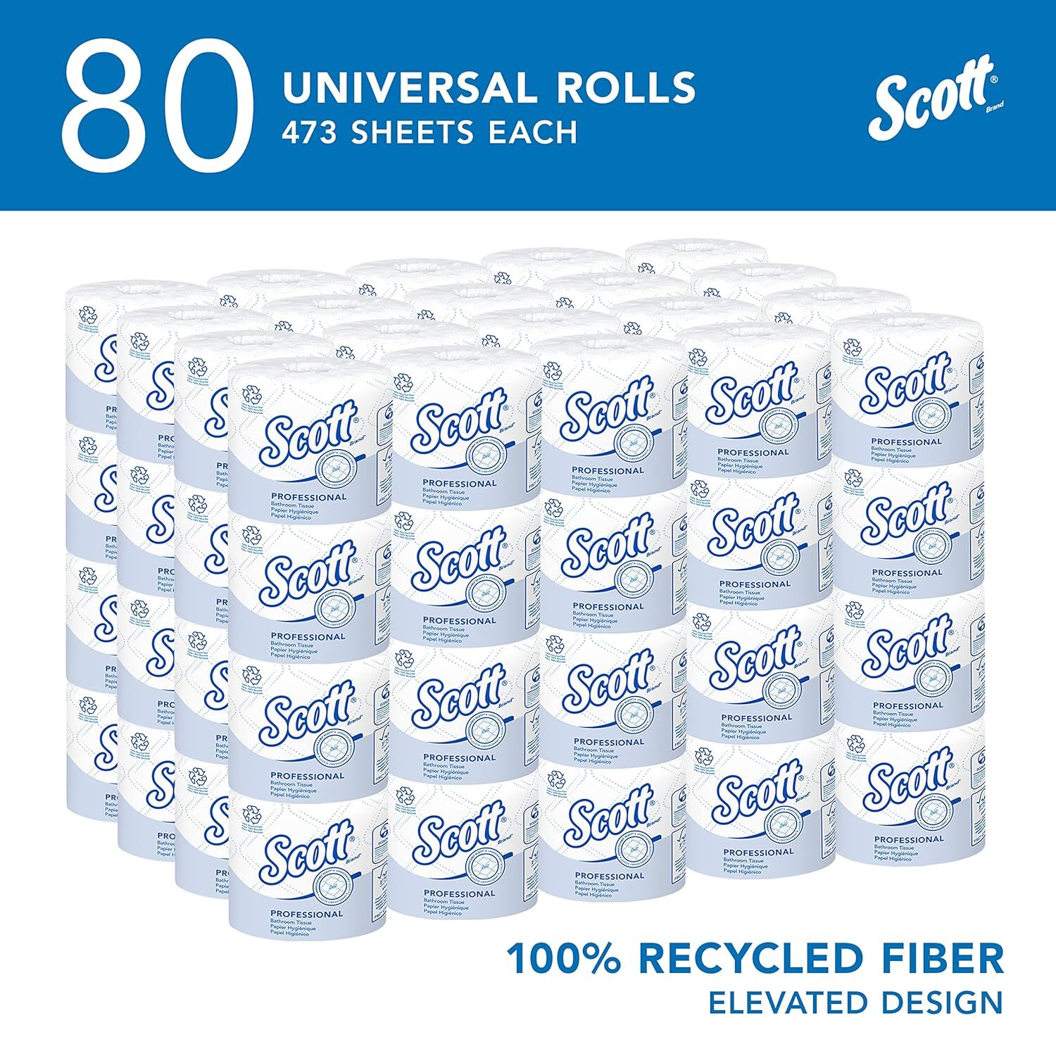 80 Rolls Scott Soft Toilet Paper 473 Sheets 2Ply No Clog Septic Safe Bulk Supply
