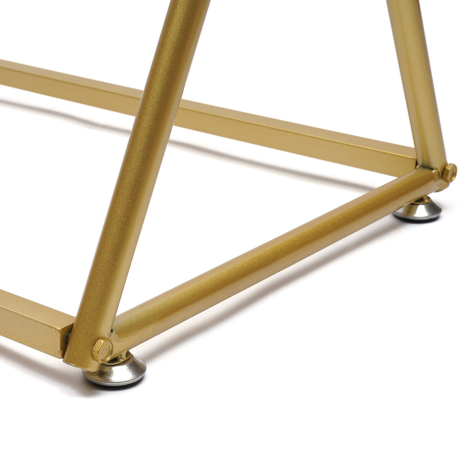2 Tiers Freestanding Metal Clothes Rack Iron Retro Golden Portable Garment Shelf
