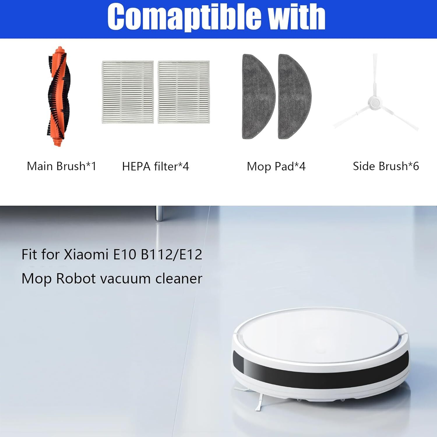 8Pack Replacement Part Kit for Xiaomi E10 B112 for Mijia 3C Robot Vacuum Cleaner