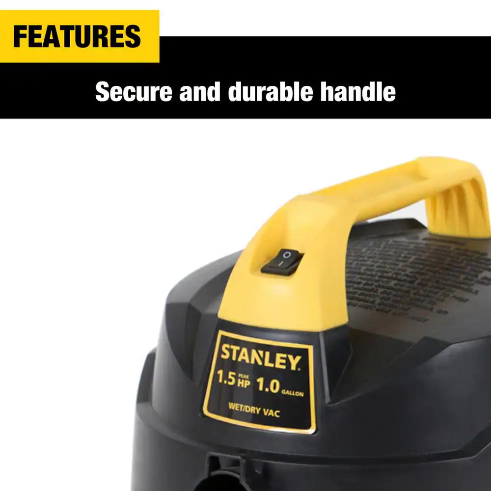 Durable 1 Gal. 1.5HP Portable Poly Wet and Dry Vacuum Cleaner Garages Workshops