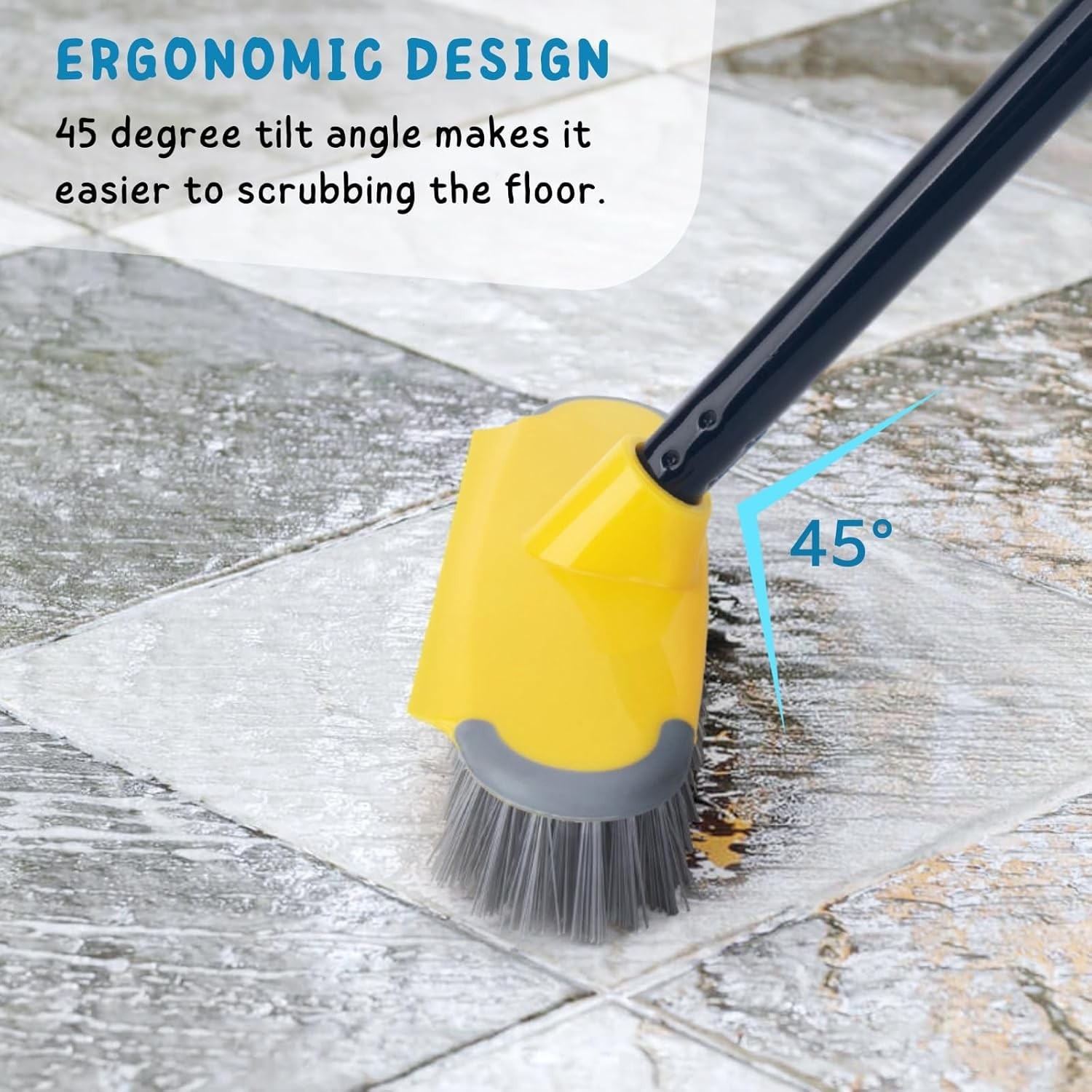 Deck Brush with Long Handle, Floor Scrub Broom for Shower