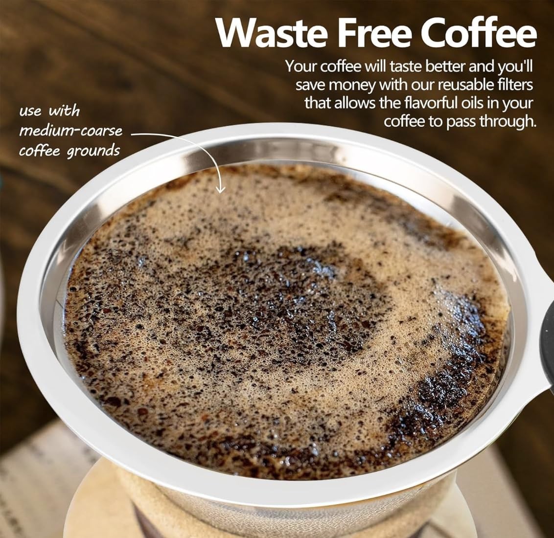 Reusable double-layer pour-over coffee filter paper, m, Metallic color