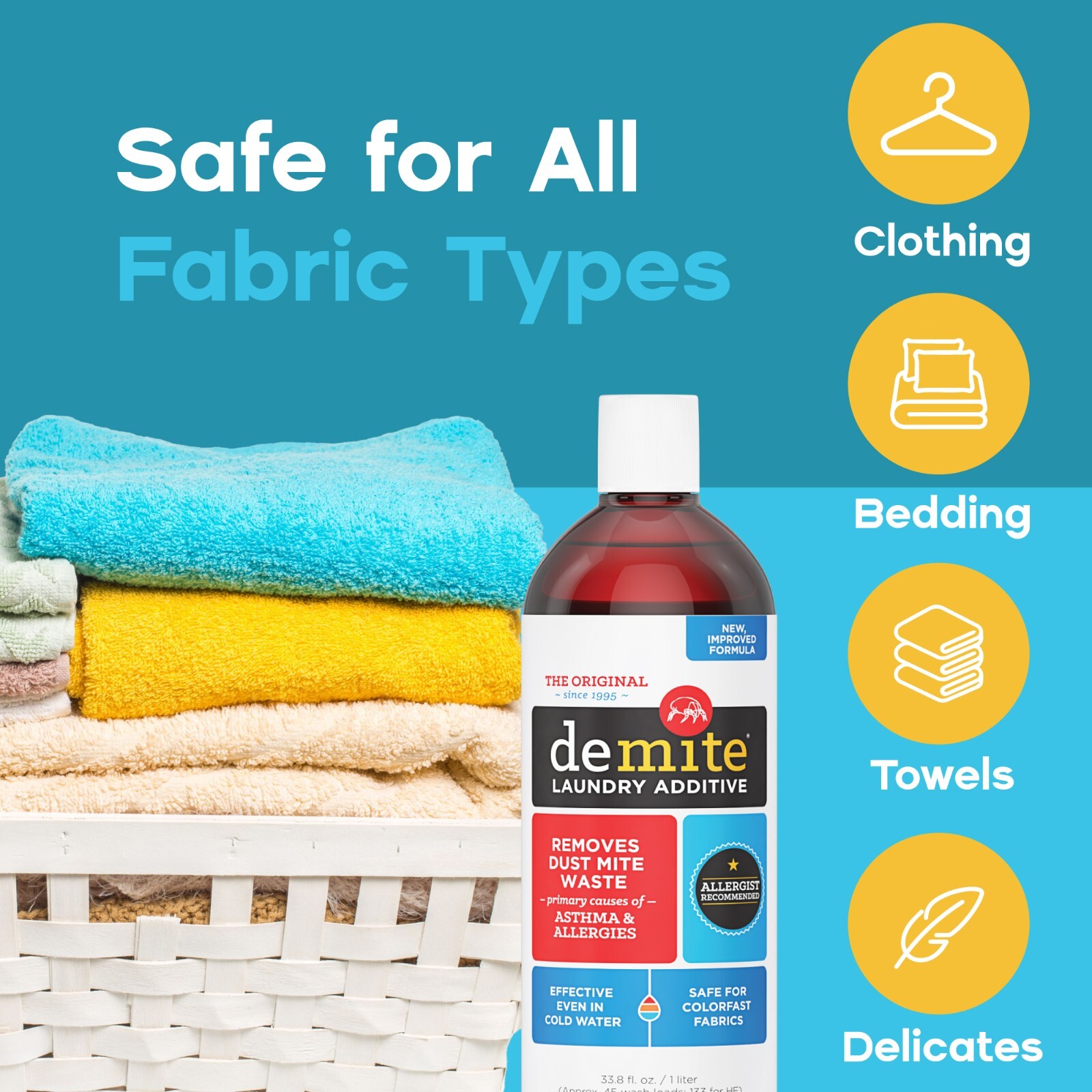DeMite Laundry Additive (8 oz) Allergen Eliminator w/ Bonus eBook & Expert Tips
