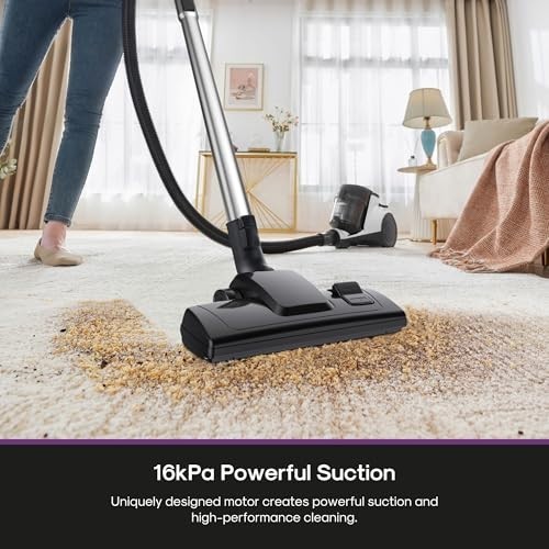 Bagless Canister Vacuum Cleaner 1100W HEPA Filter for Carpets Hard Floors Corded