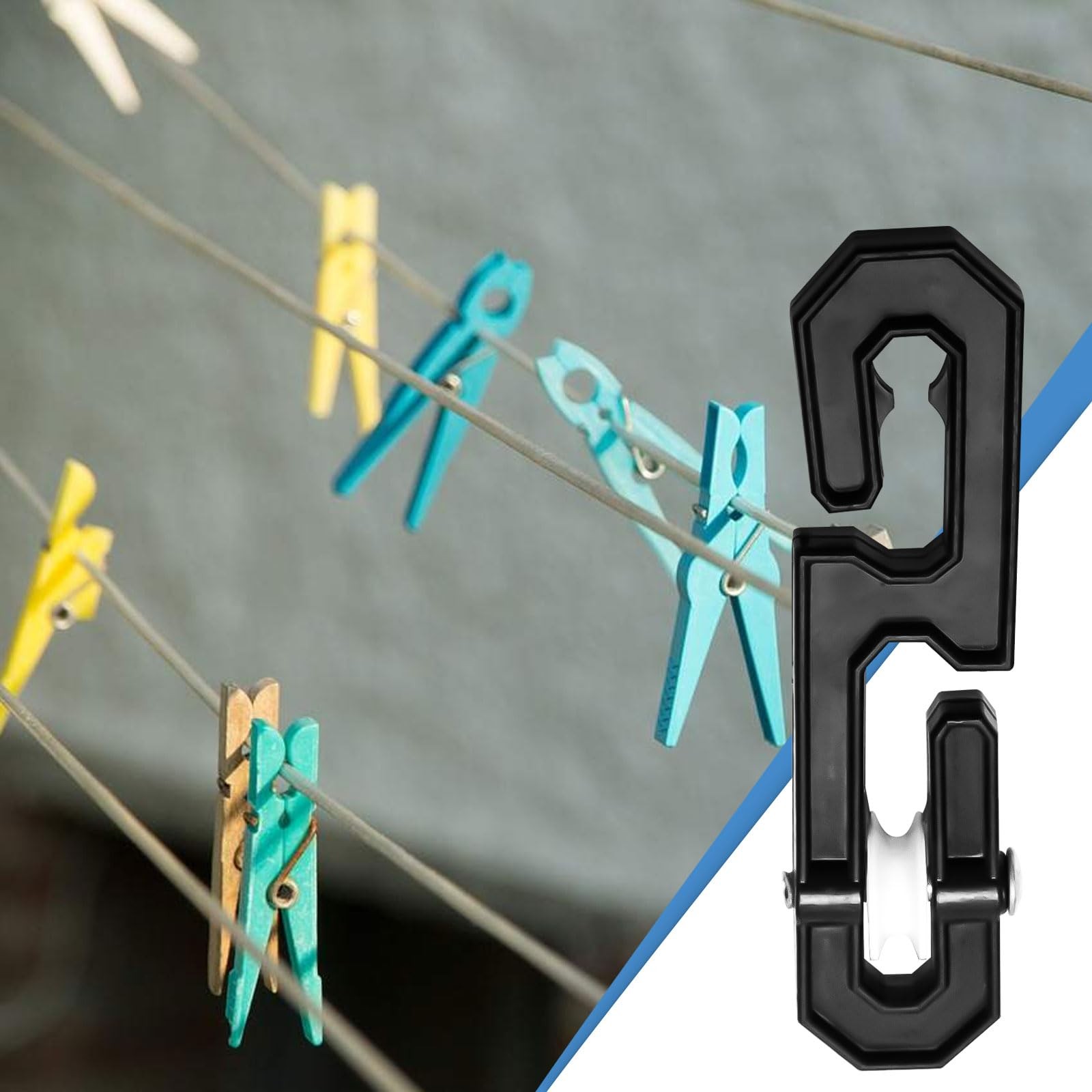 6 PCS Plastic Aluminum Clothesline Separator Spreader Pulley SShaped Kit