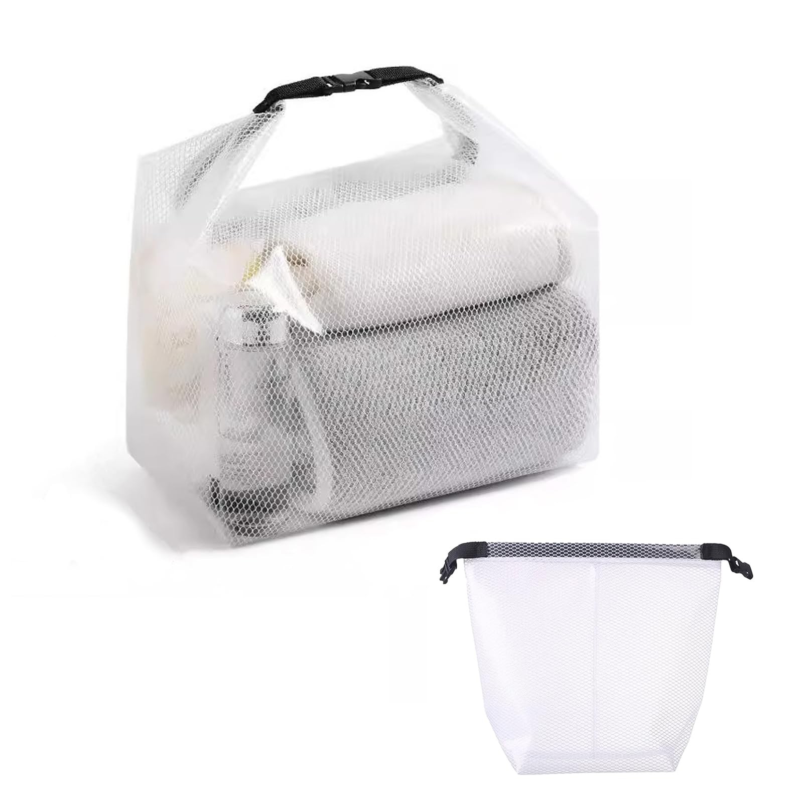 Cosmetic storage bag with dry and wet 7.1 in x 6.3 x 9.4 in, White